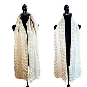 Vintage BETMAR New York Cream Tan Long Scarf Wrinkle Resistant Thick Durable